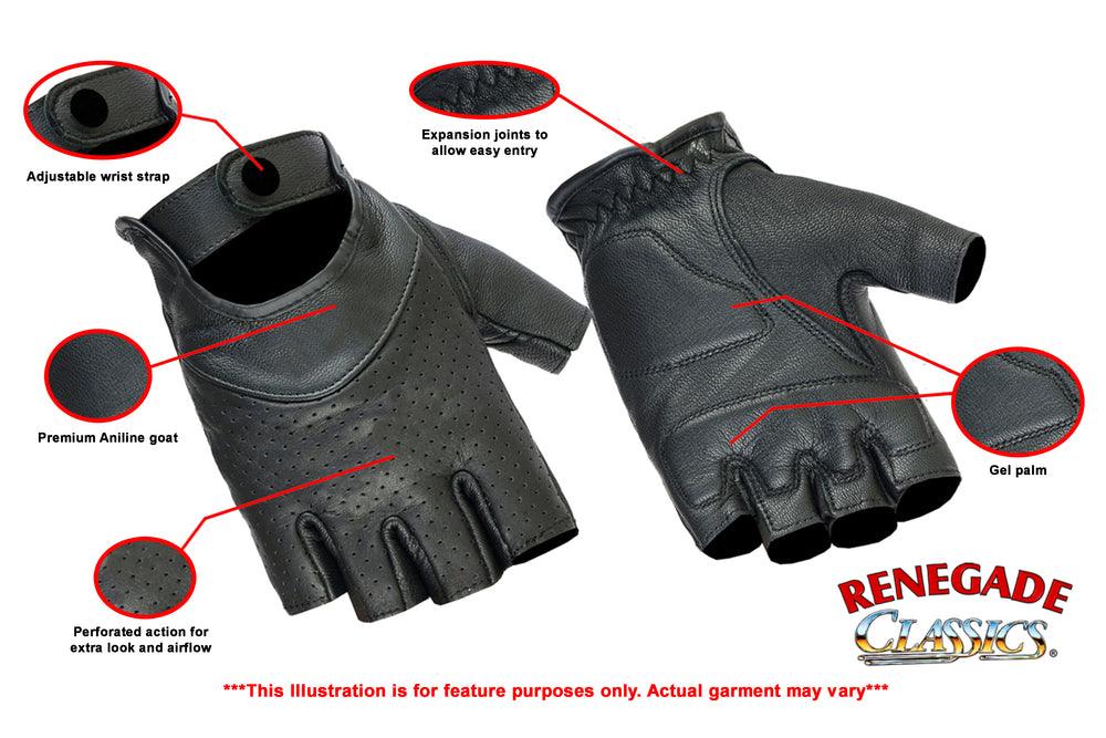 RC8 Women's Perforated Fingerless Glove - Wind Angels
