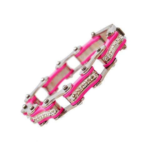 VJ1118 Two Tone Silver/Pink W/White Crystal Centers - Wind Angels