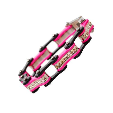VJ1119 Two Tone Black/Pink W/White Crystal Centers - Wind Angels