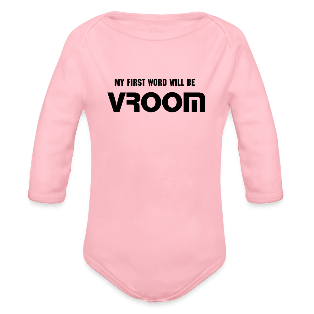 Vroom Long Sleeve Baby Bodysuit - light pink
