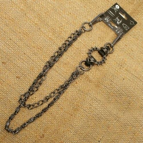 WA-WC7030 Spike ring Wallet Chain with gray double chain - Wind Angels