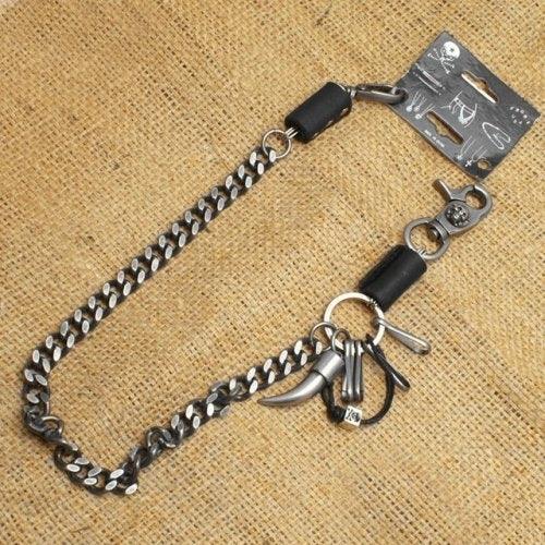 WA-WC7032 Wallet Chain with a skull / horn / leather designs, single - Wind Angels