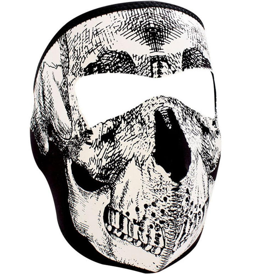 WNFM002 ZAN® Full Mask - Neoprene - Black and White Skull Face - Wind Angels