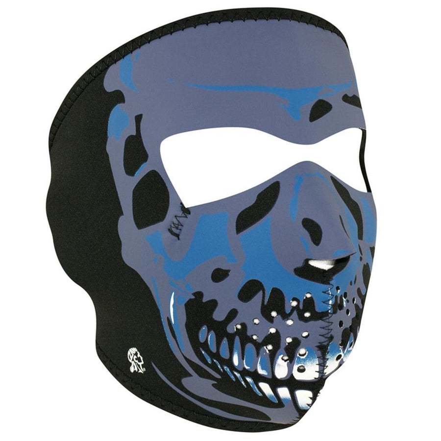 WNFM024 ZAN® Full Mask- Neoprene- Blue Chrome Skull - Wind Angels