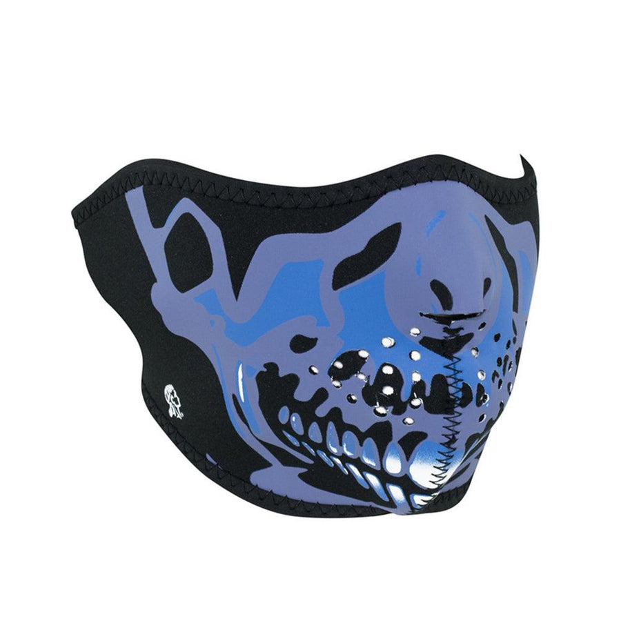 WNFM024H ZAN® Half Mask- Neoprene- Blue Chrome Skull - Wind Angels